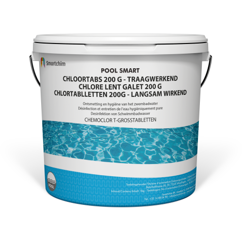 Pool Smart Chloor Tabs 200G - Traagwerkend - Chemoclor T-Grosstabletten - BE-REG-01287 - 5KG