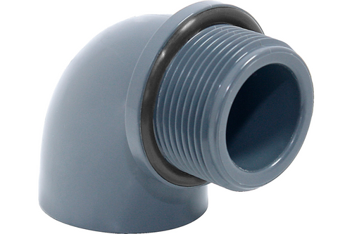 Knie 90° mixt meto-ring PN10, 50 F x 1 1/2'' M