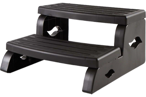 Treden uit antracietgrijs pvc, zwarte stijlen, L 68 x H 36 x P 66 cm.