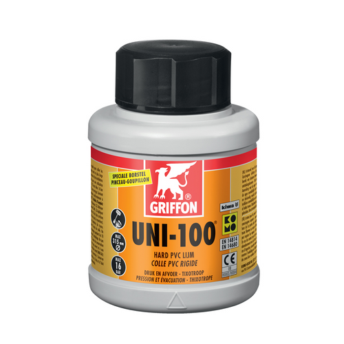 GRIFFON UNI-100 snelle thixotrope hard PVC-lijm Kiwa/KOMO - flacon met borstel 500ml